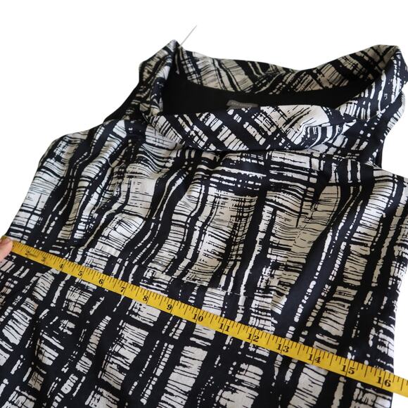 Ann Taylor Womens Cowl Neck Sheath‎ Dress Size 8 Black White Abstract Print Work - Picture 9 of 10